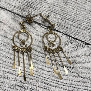 Gold over sterling silver 925 elegant dainty modernist style earrings